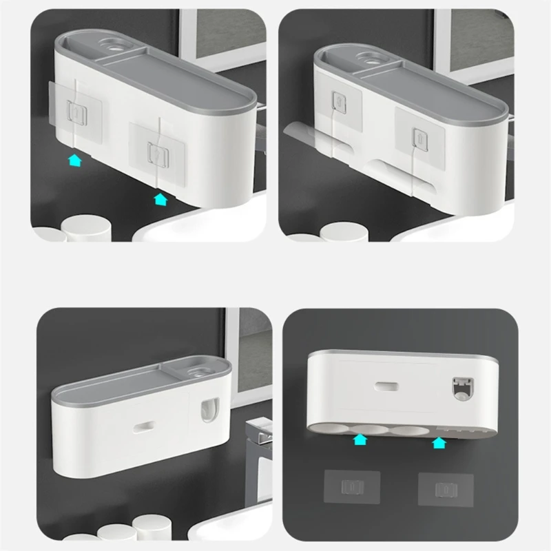 

Toothbrush Holder Automatic Toothpaste Squeezer Wall Mounted Storage Rack