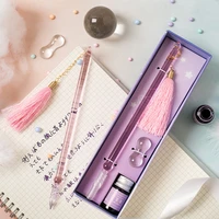 tassels mermaid glass dip pen set for drawing calligraphy handmade ink fountain pen gift for girls women stationery journal