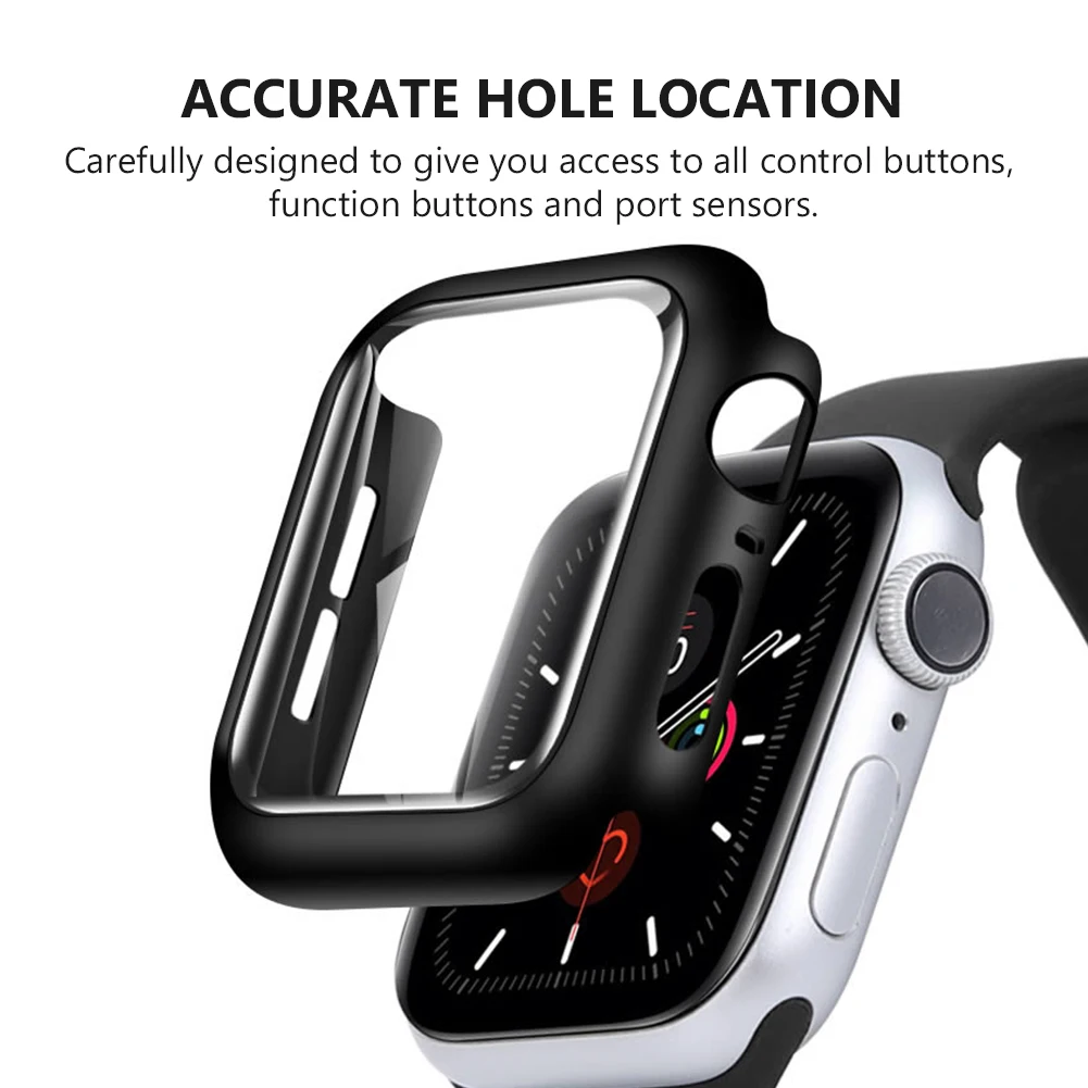 Защитный экран + жесткий чехол для Apple Watch 3 2 1 38 мм 40 44 42 стеклянная пленка Iwatch серии