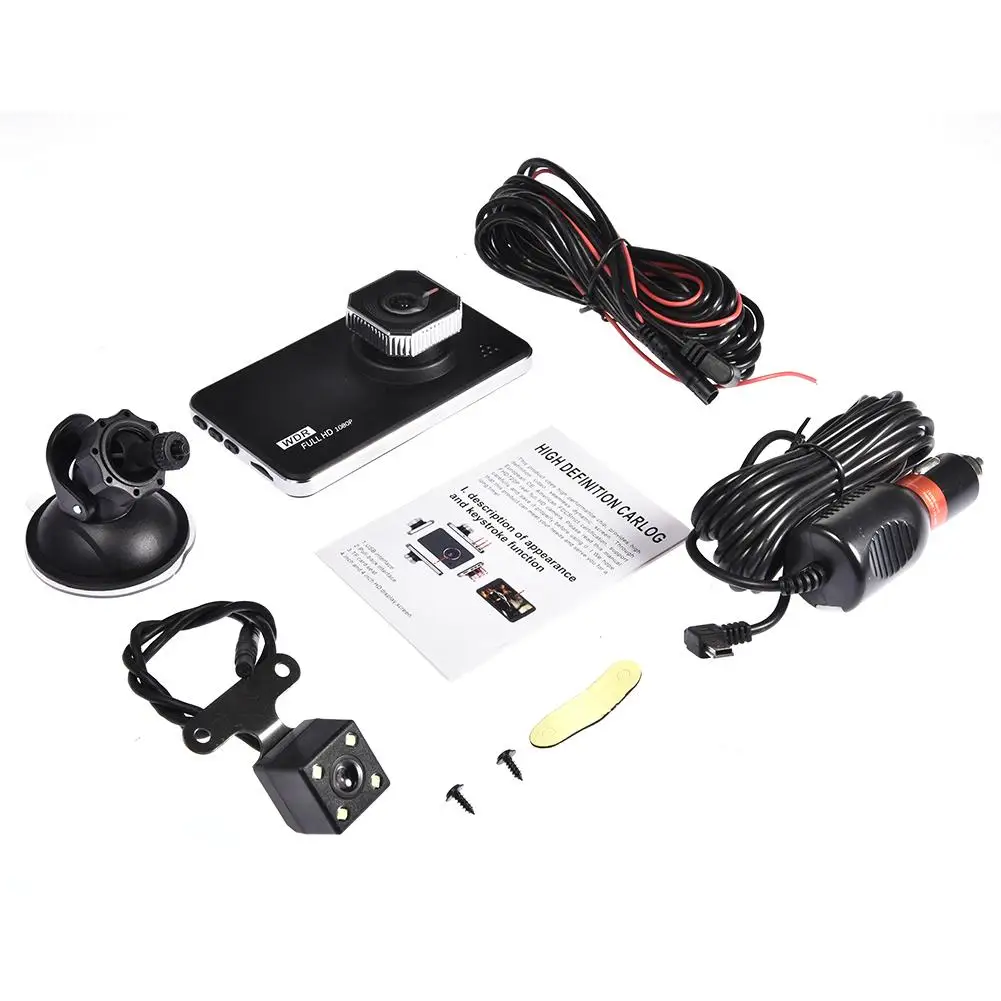 

1080P 120W Car Driving Recorder DVR Dashboard Multi-language Camera Full HD With 4 Inch HD Display Screen 120-degree Angle Lens