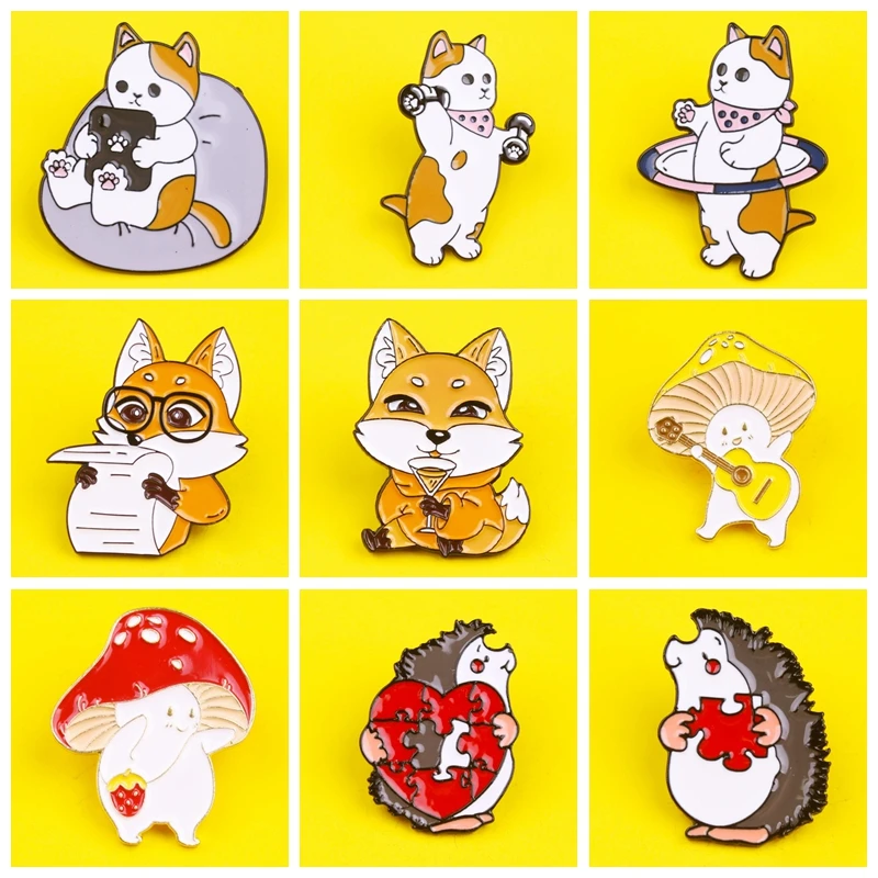 Эмалированная заколка Мультяшные милые значки в виде грибов Индивидуальные