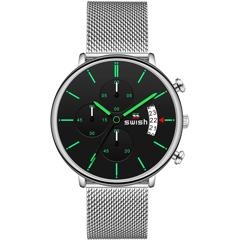 Часы наручные SWISH Мужские кварцевые спортивные брендовые светящиеся в стиле