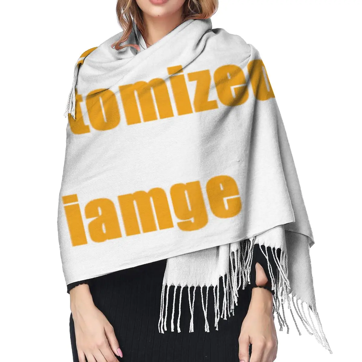 Женский кашемировый шарф с кисточкой на осень |