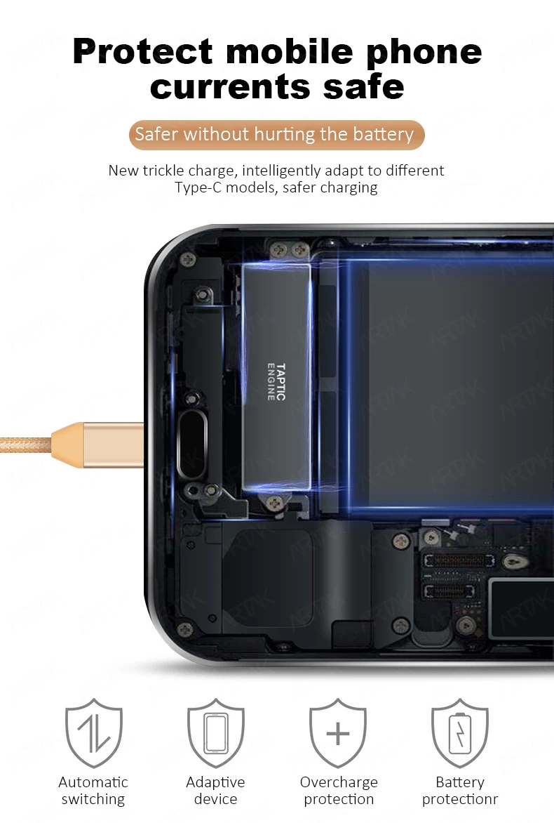 ARTAK usb кабель type c кабель usb c usb type c провод для быстрой зарядки для зарядки телефона для xiaomi 9 A2 note 7 k20 s9 plus 5A 6