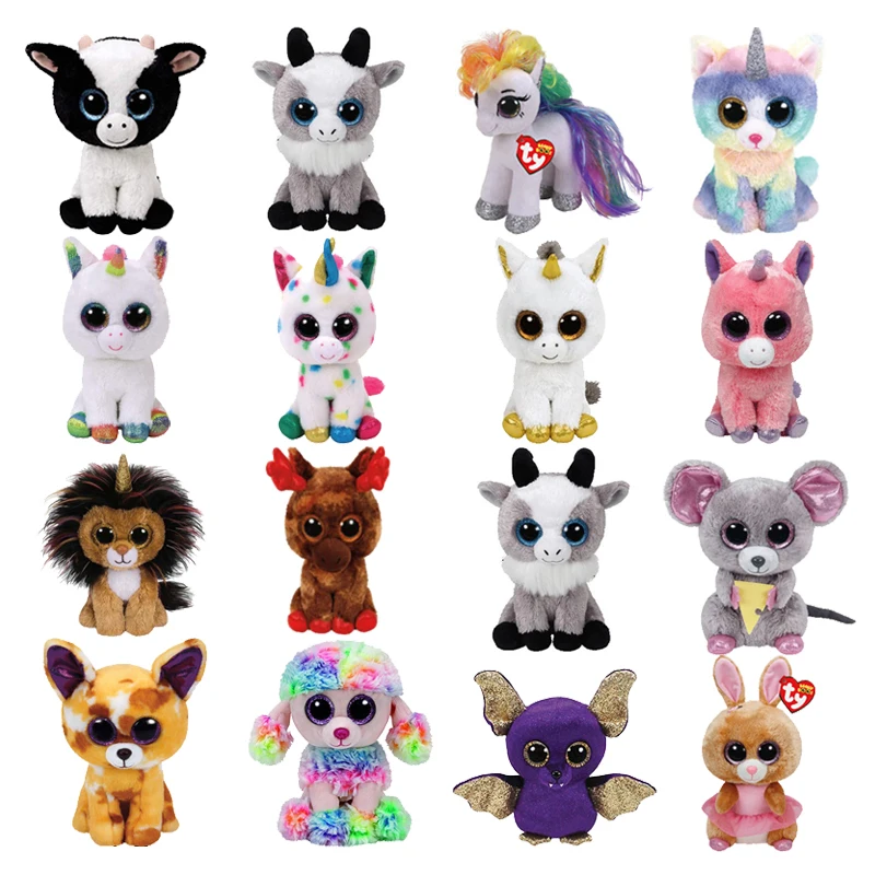 Ty Beanie Boos Единорог Кот корова Фламинго мягкие животные лиса Сова собака олень Лев