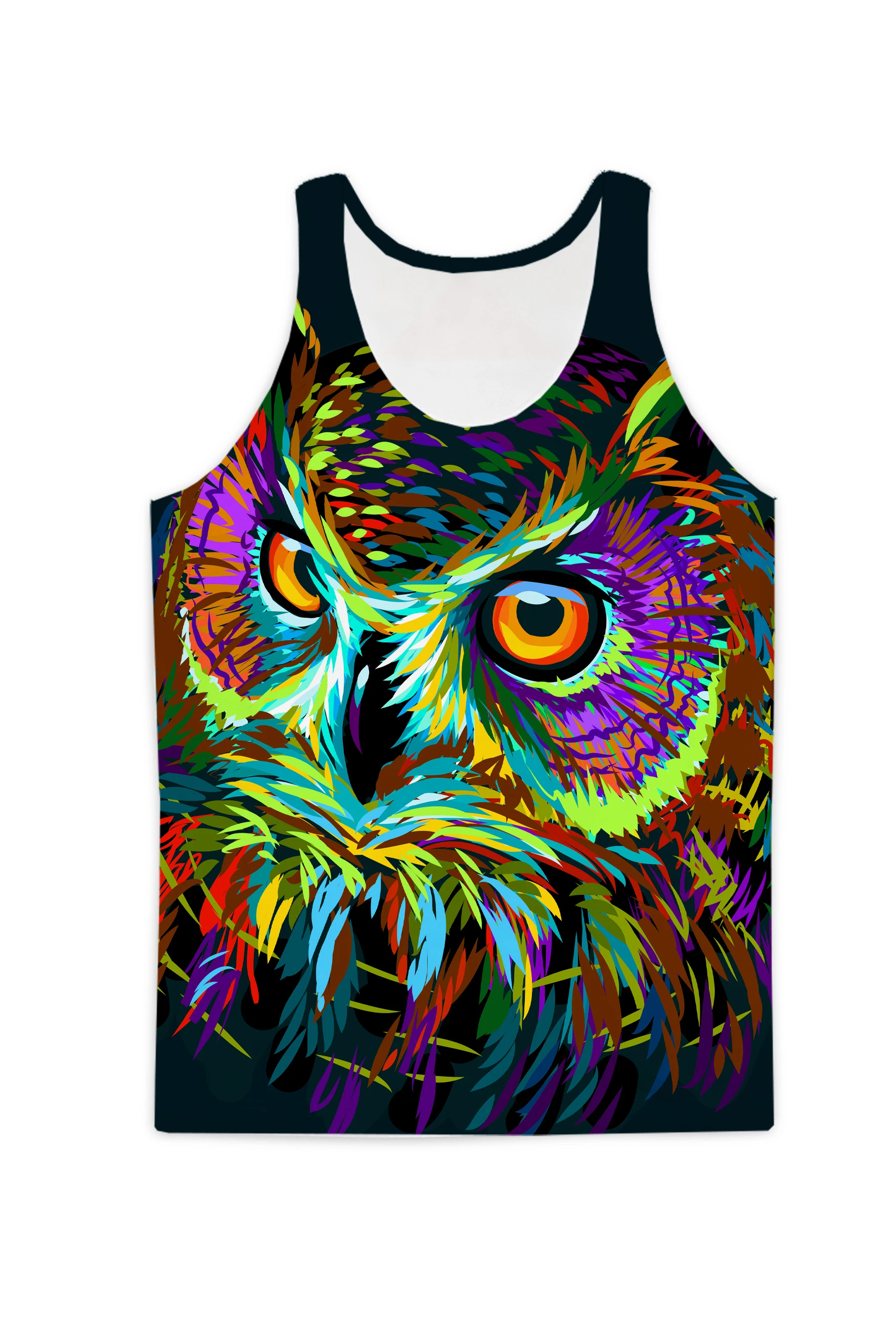 REAL American SIZE Colorful Owl  Sublimation Print Tank Top
