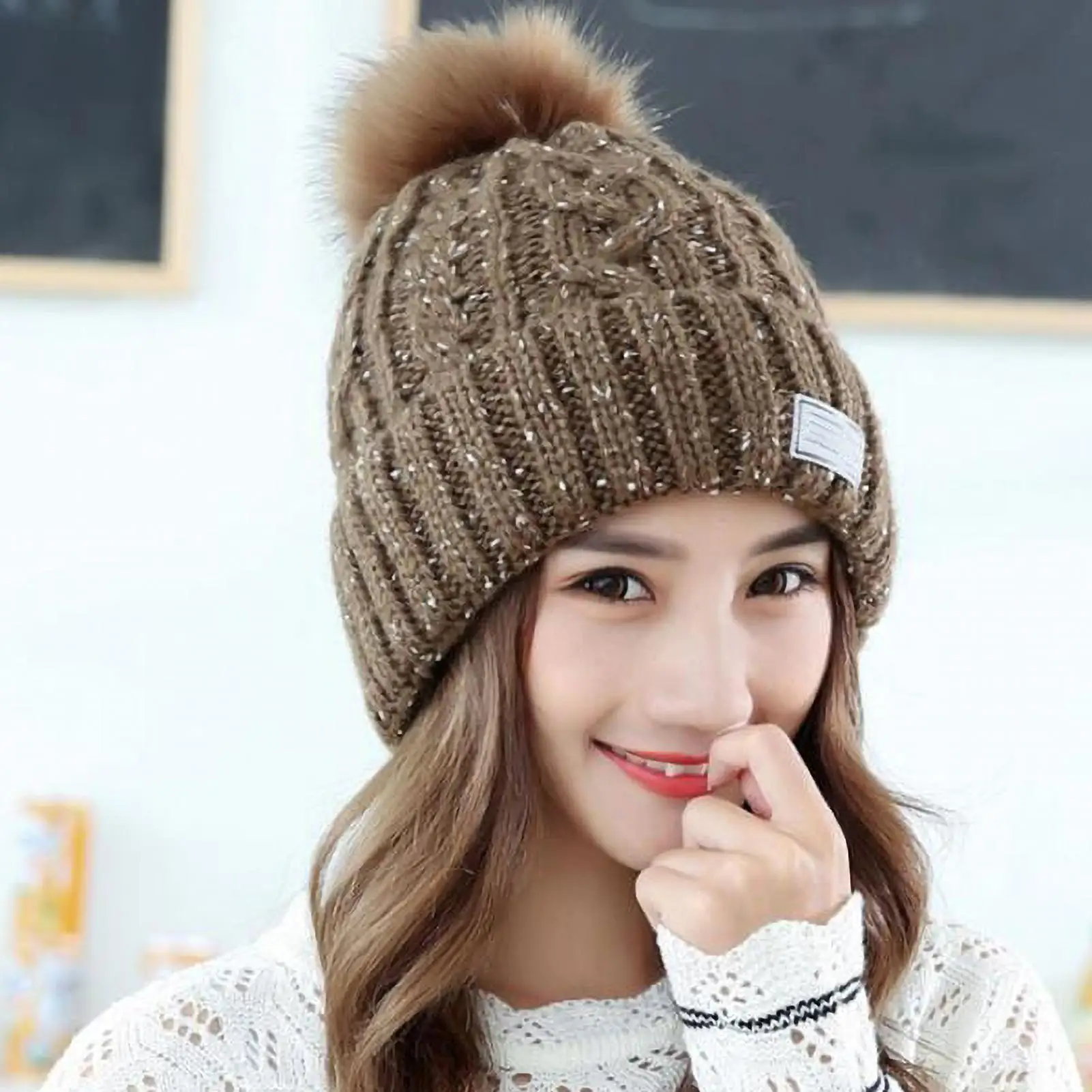 

Skullies Beanies Women Winter Hat For Women Hat Beanies Classic Fashion Knit Female Cap Beanie Pompon Warm Riding Cap Gorros