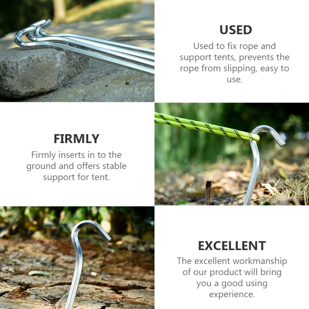 

12PCS Outdoor Camping Tent Pegs Question Mark Shape Ground Nail Tent Stakes