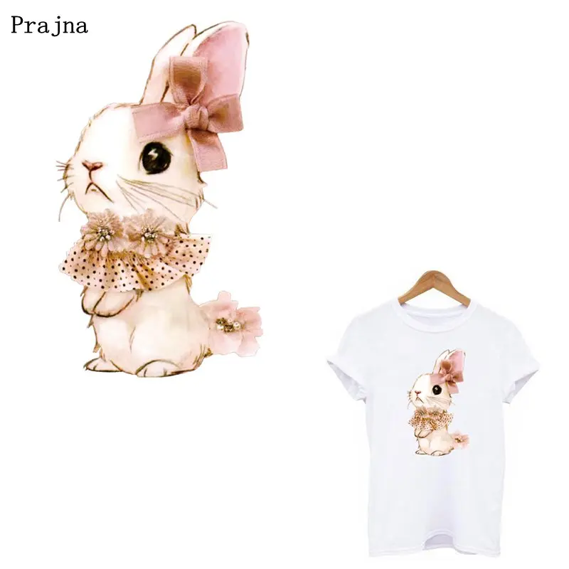 Prajna Симпатичные нашивки с кроликом наклейки помощью утюга для детской одежды
