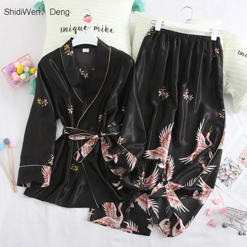 

Pajamas Women Japanese Style Homewear Pajama Robe Set Comfortable Thin Sleepwear Lounge Wear Section Robe Suit Women Bath Robe