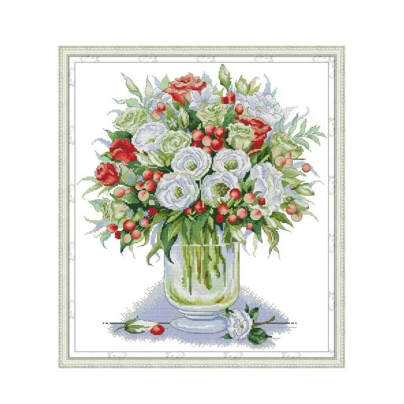 

Набор для вышивки крестиком, Белая роза и красная роза, 14ct, 11ct, холсты стежков вышивка