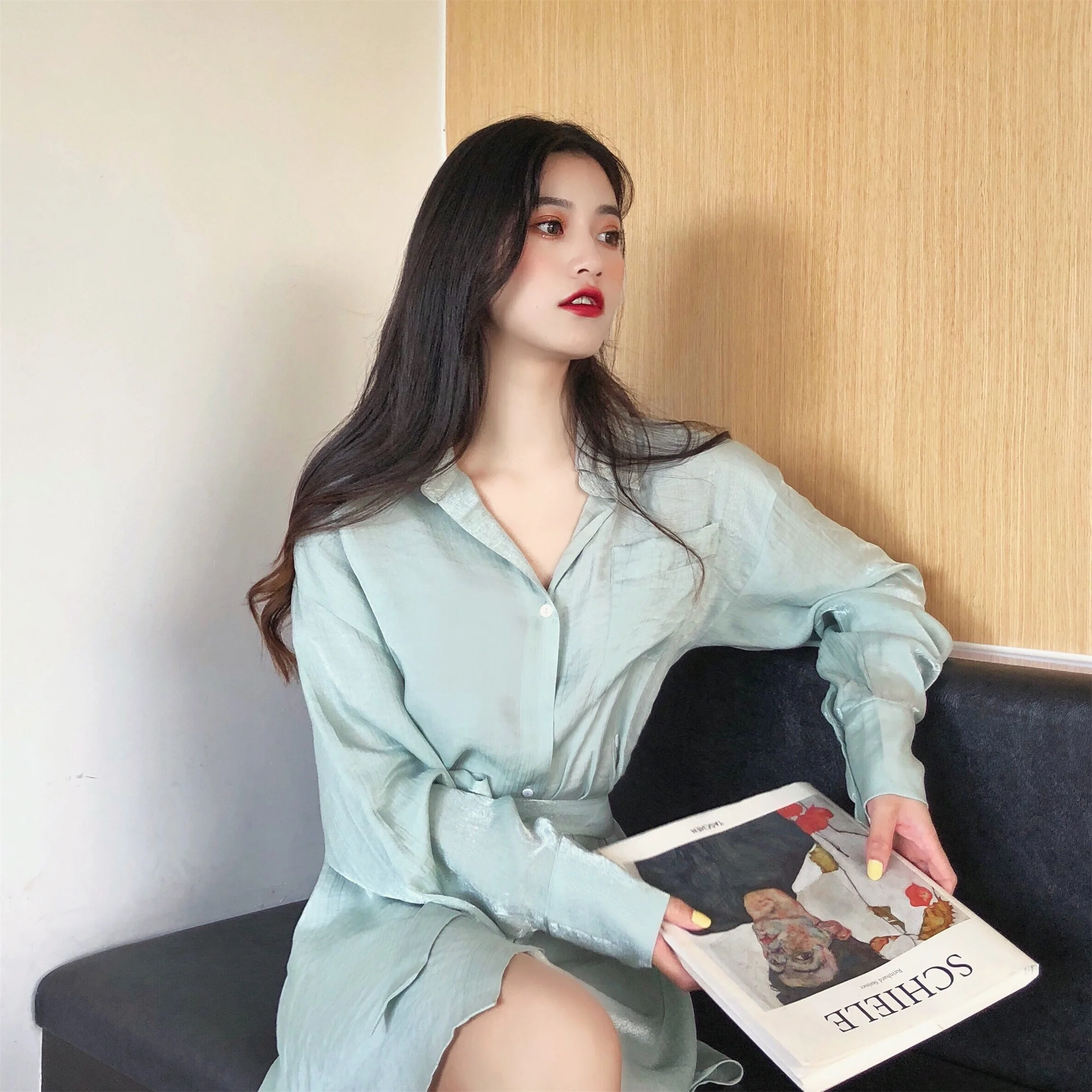 Женские платья японский Harajuku Ulzzang Ins повседневное свободное одноцветное платье
