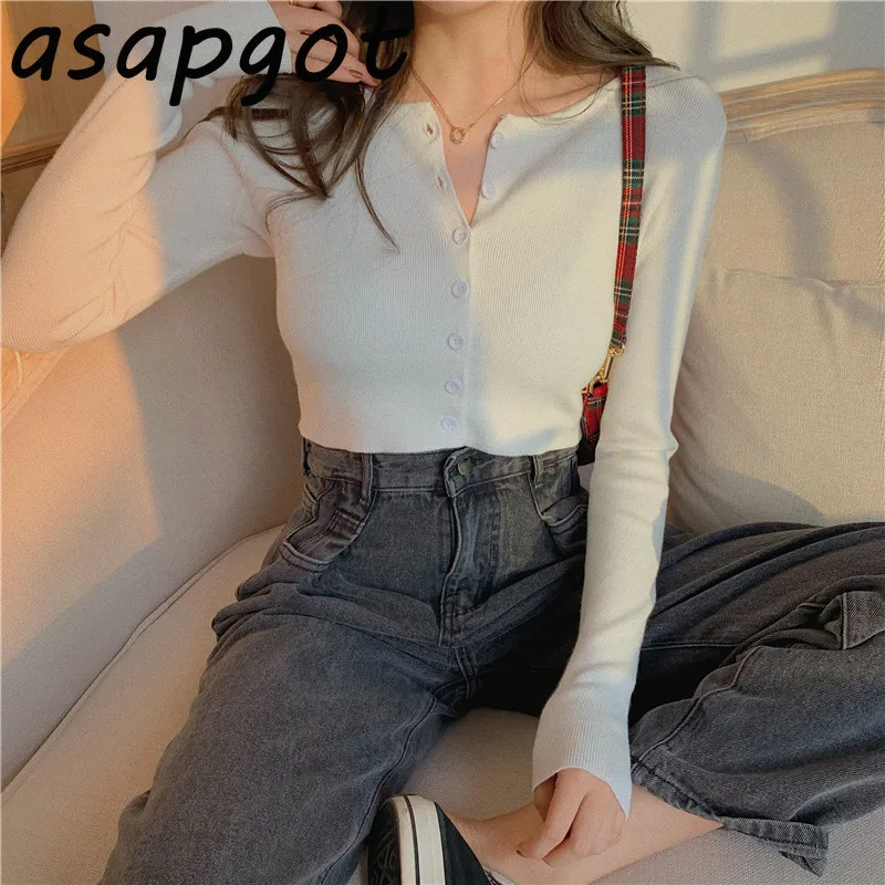 Candy Color Ribbed Knitted Cardigan Women Autumn Winter Long Sleeve Basic Cropped Sweaters Female Casual Short Jumper Top |