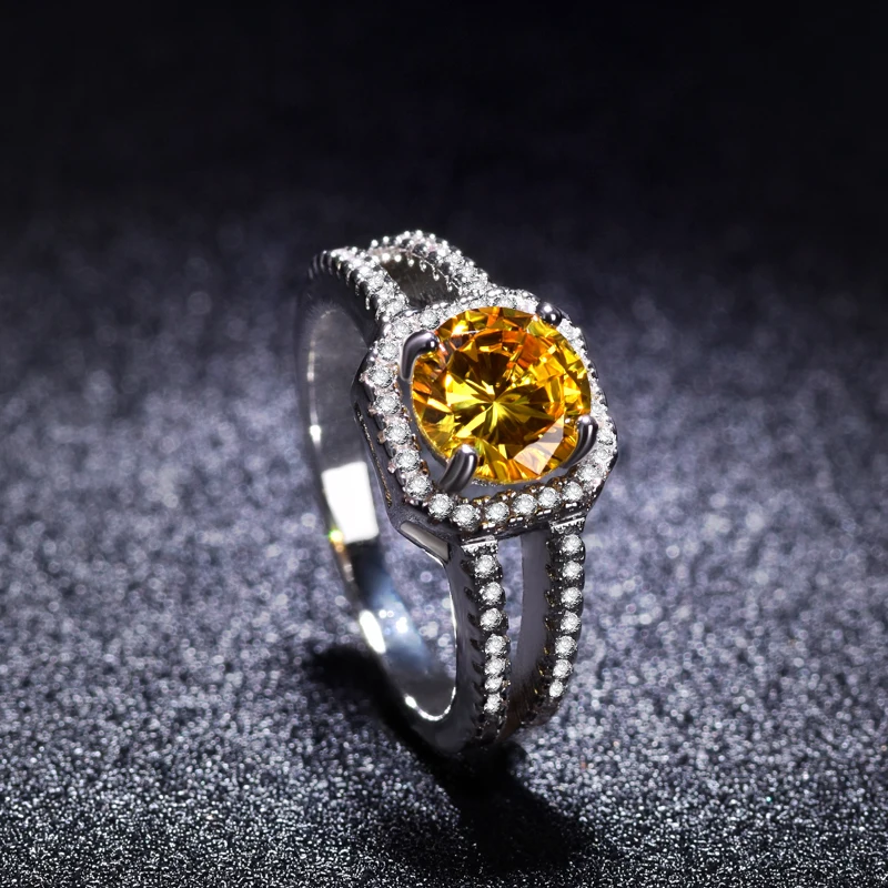 

Fashion Jewelry for Women 2021 Ring with Yellow CZ Stone Couple Women's Ring Wedding Rings Gift for Wife Grils Rings 2021 Trend