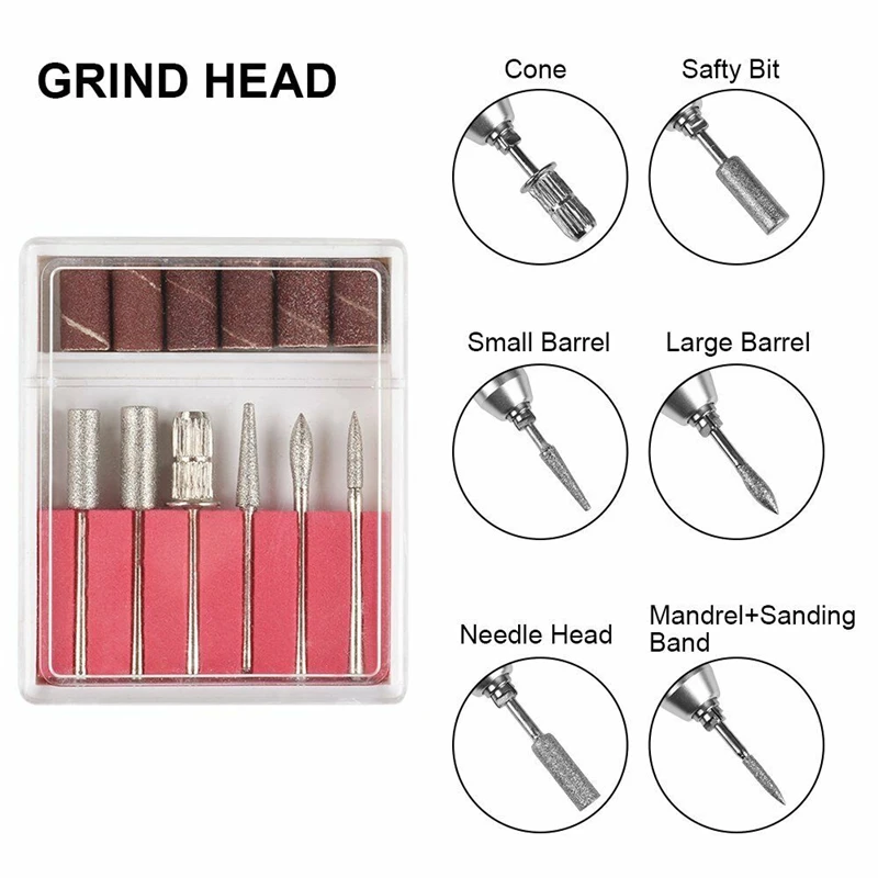 

30000RPM Electric Nail Drill Machine Manicure Pedicure Drill Set Strong Nail Equipment Miling Cutter File Nail Machine