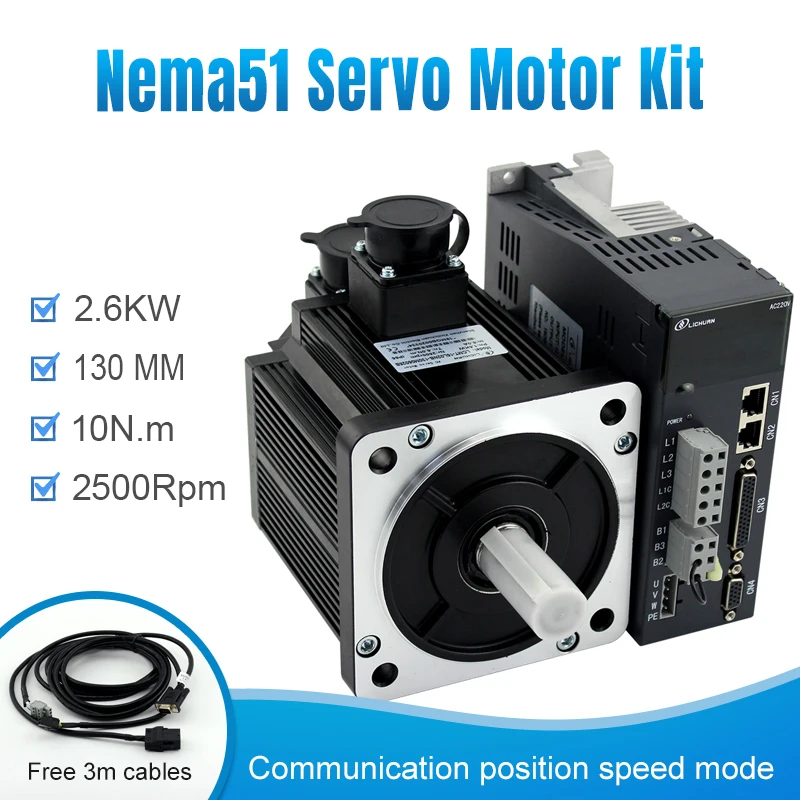 3 фазы/1 фаза Nema51 130 мм Рамка 130ST M10025 2500 кВт об/мин 10 Н. М Ac с кабелями Cnc серво