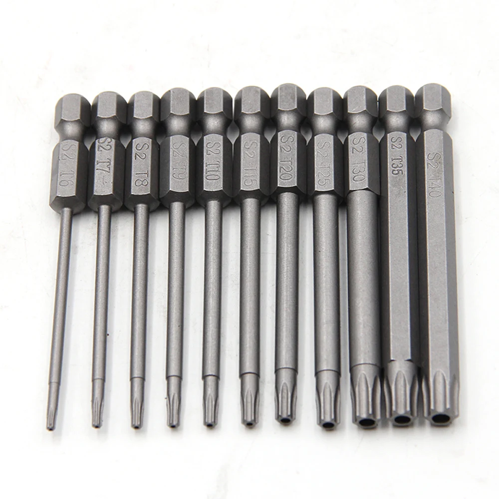 

50-75-100mm hollow plum extended S2 screwdriver set with hexagonal handle