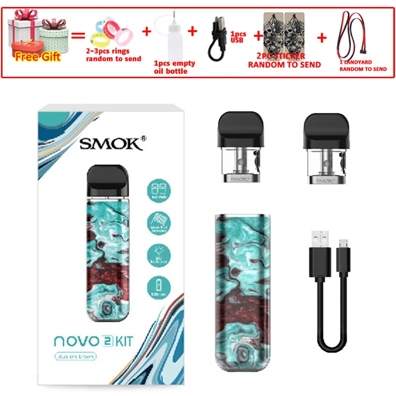 novo2 blue brown SMOK pod starter kit SMOK novo 2 kit cobra covered vape pen kit с 450 мАч встроенным аккумулятором 2 мл емкость pod system kit - Цвет: novo2 blue brown