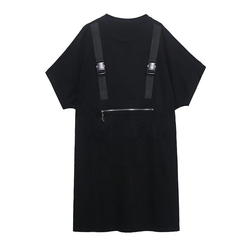 

kywommnz Women Fashion Short Sleeve Dress O-Neck Pullover Splicing Over The Knee Loose Thin Straight Summer 2021 E502