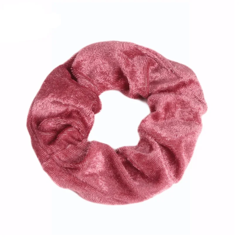 Dark Pink 2 шт Твердые женские бархатные волосы кольцо женские Девушки эластичные волосы резиновые ленты аксессуары для Женский Хвостик Держатель - Окраска металла: Dark Pink