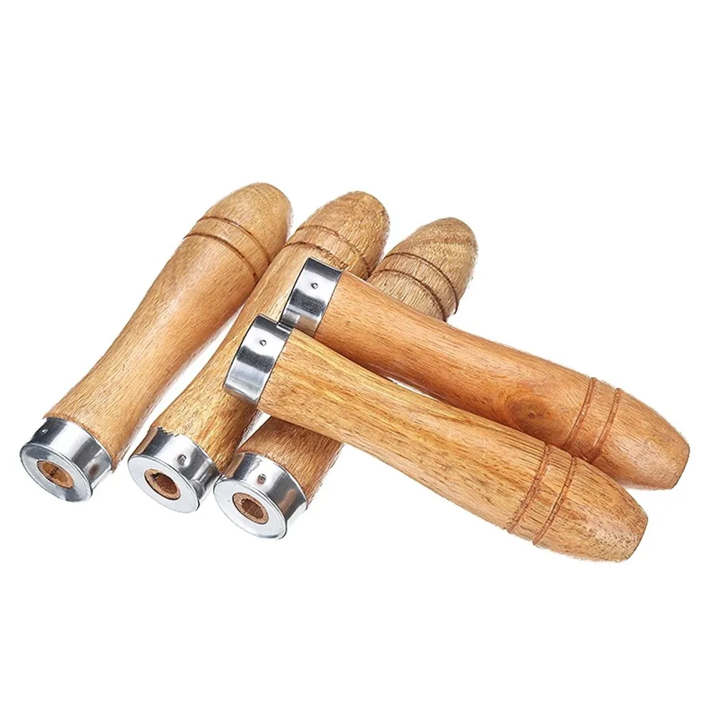 

5pcs Handle Metal Collars Wooden Premium Strong Durable Wooden Handle For Cutting Tool Craft File