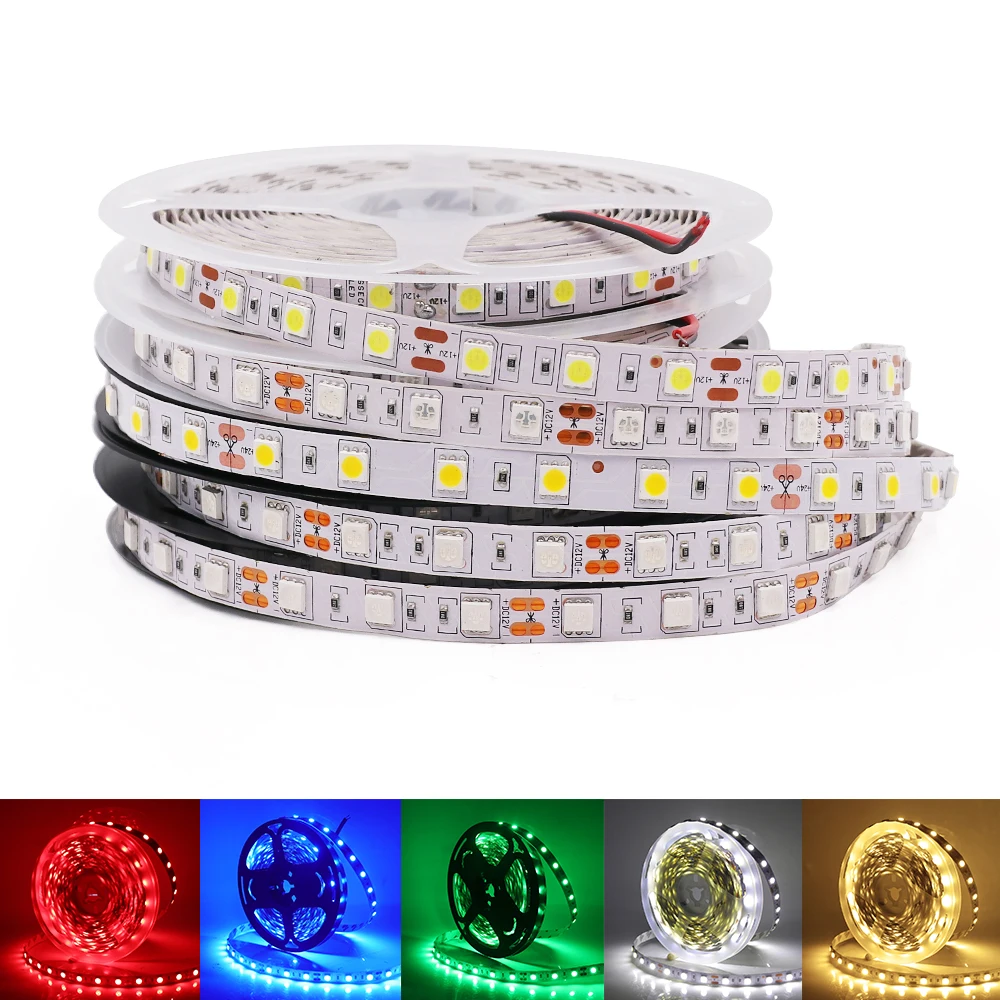 Гибкая светодиодная лента 12 В постоянного тока 5 м 5050 RGB RGBW RGBWW 60 светодиодов/м