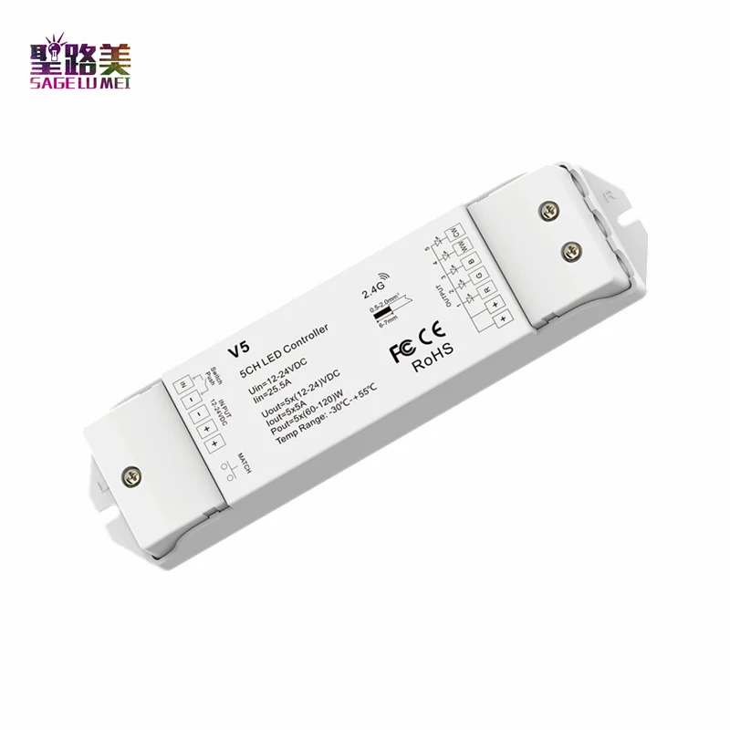 

5CH * 5A 12-24VDC CV контроллер (Push Dim) V5 RGB + CCT контроллер высокой мощности V5 контроллер низкого давления для светодиодный RGB + CCT светодиодный