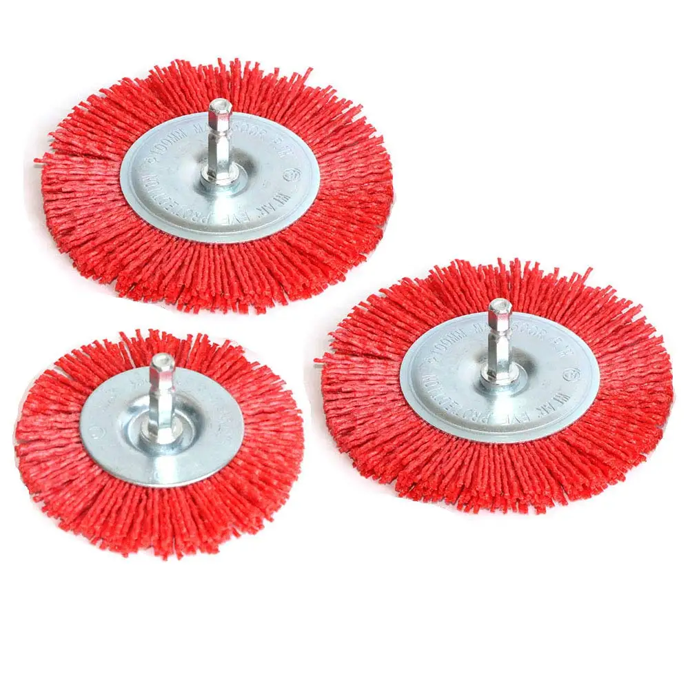 

3Pcs Abrasive Wire Wheel Brushes Assorted Nylon Brush Set 3Inch/4Inch for Drill with 1/4Inch Shank