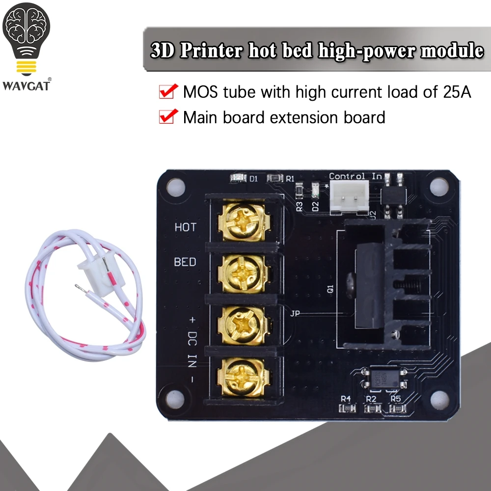 

Плата расширения для 3D-принтера Hot Bed Power, контроллер нагрева, МОП-транзистор с высоким током, модуль нагрузки 25 А, 12 В или 24 В, запчасти для 3D-пр...