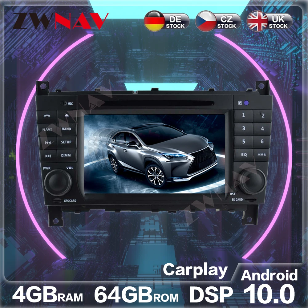 

For Benz C-W203 CLK-W209 64G 7" Android 10 CAR DVD player gps navigation GPS auto radio video stereo BT Map head unit
