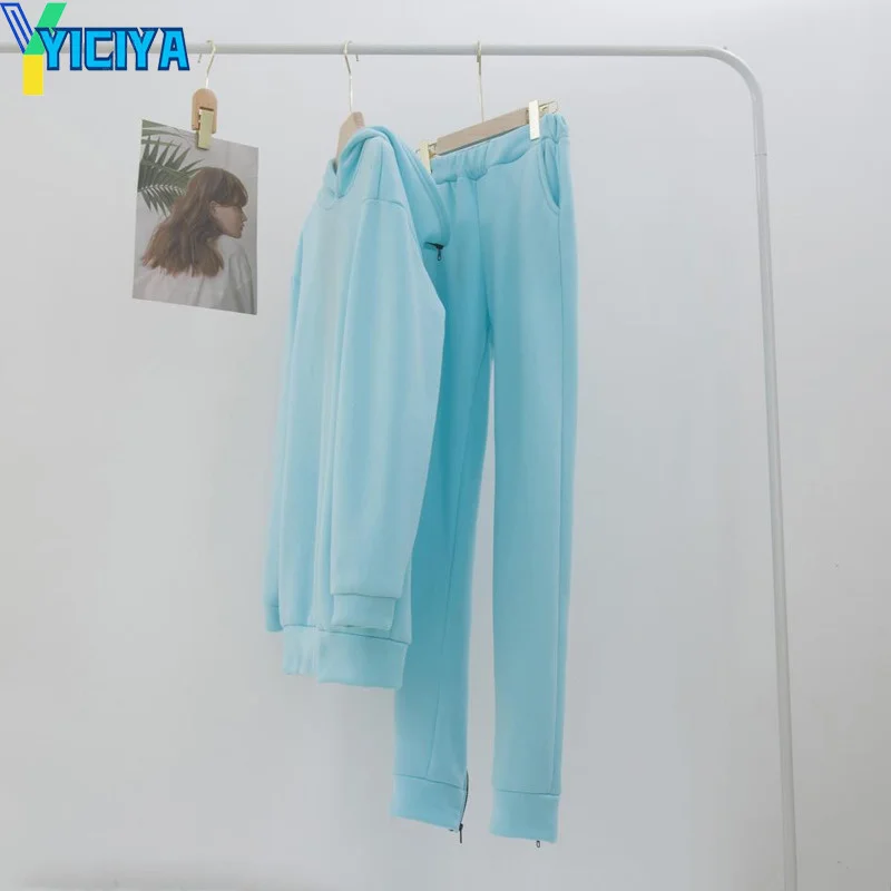 YICIYA Женский Длинный свитшот с капюшоном длинные брюки спортивный костюм для бега