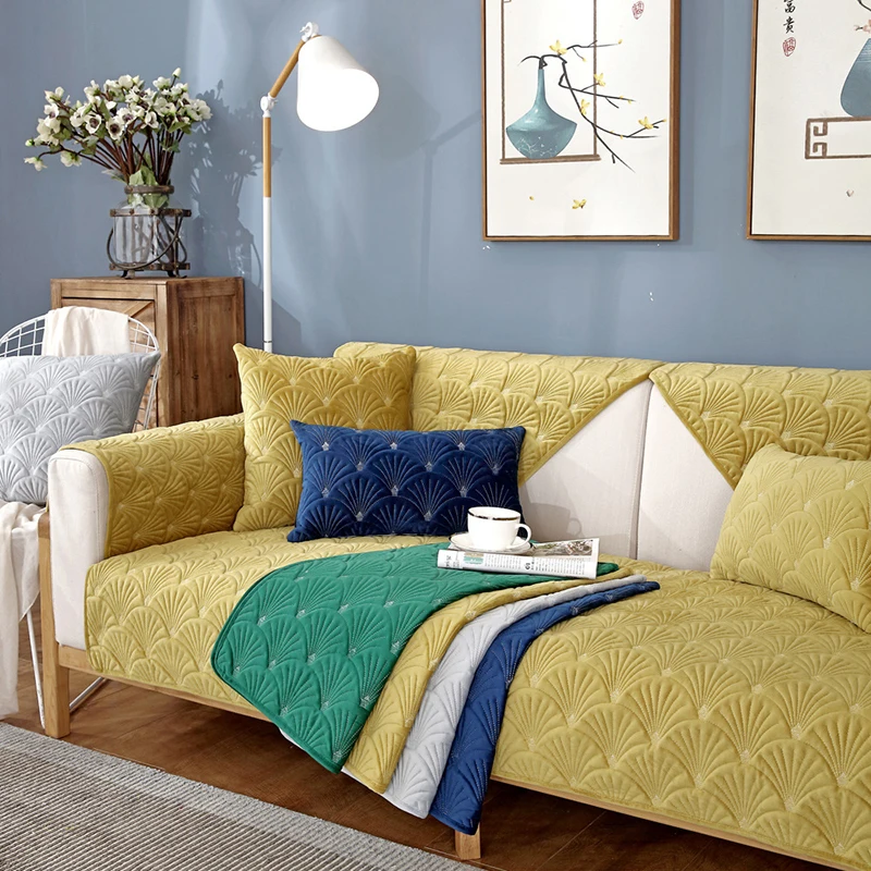 

Short Plush Sofa Towel Thick Non-slip Couch Cover for Living Room Winter European-style Brief Sofa Cover Room Decor