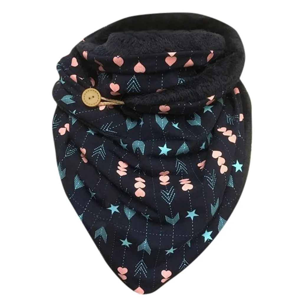 

#R40 Winter Warm Scarves For Women Print Button Wrap Casual Shawls Scarves Korean Style Women Ladies Bandana Stoles Bufandas