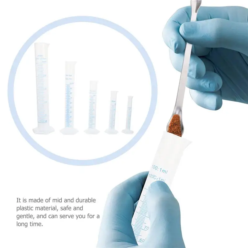 

5pcs Useful Practical Measuring Cylinder Safety Plastic Cylinder for Laboratory