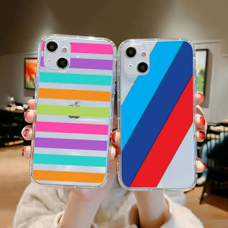 

Rainbow stripes simple Phone Case Clear Transparent for iPhone 11 12 13 mini pro XS MAX 8 7 6 6S Plus X 5S SE XR 2020