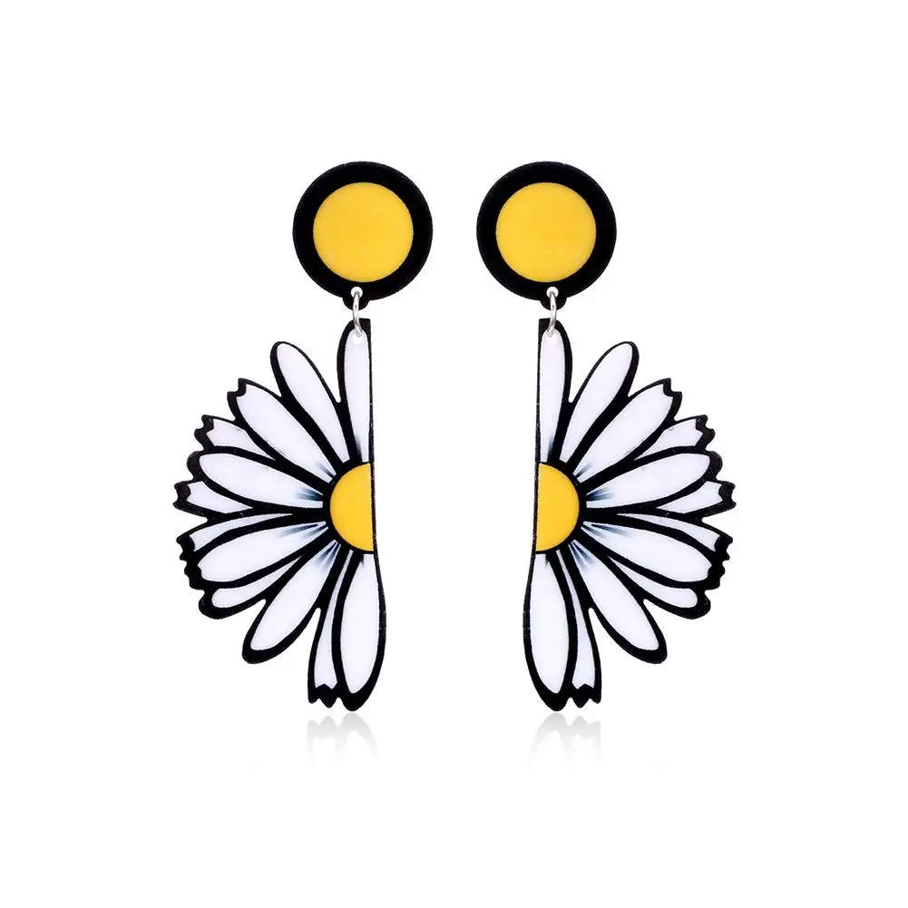 

New 1 Pair Daisys Flower Earrings For Women Fresh Charming Lovely Cute Simplicity Style Daisys Flower Trendy Ear Studs Women's E