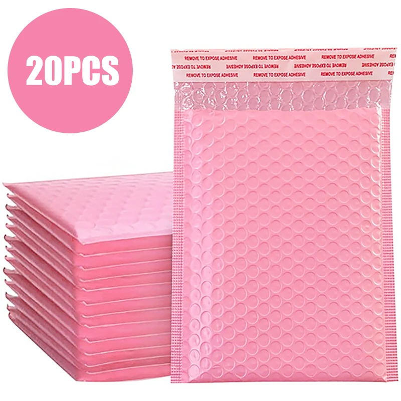 

18*23CM Pink Bubble Envelopes Shipping Envelopes Bags For Packaging 20Pcs for Mailer Gift Packaging Self Seal Bag Bubble Padding