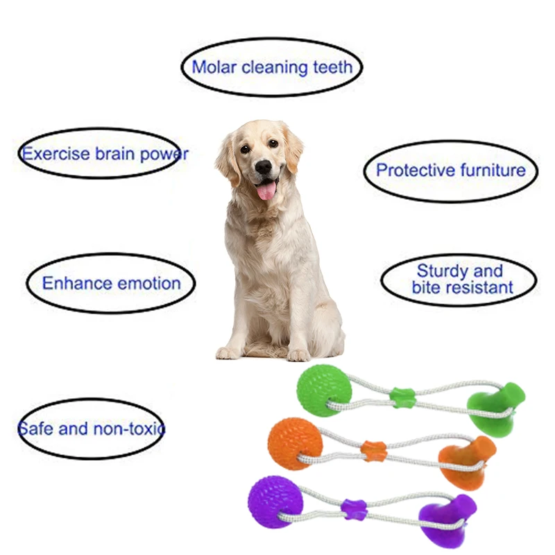 

Newly Multifunction Pet Molar Bite Toy Chew Resistant Suction Cup Style Dog Ball Toy S66