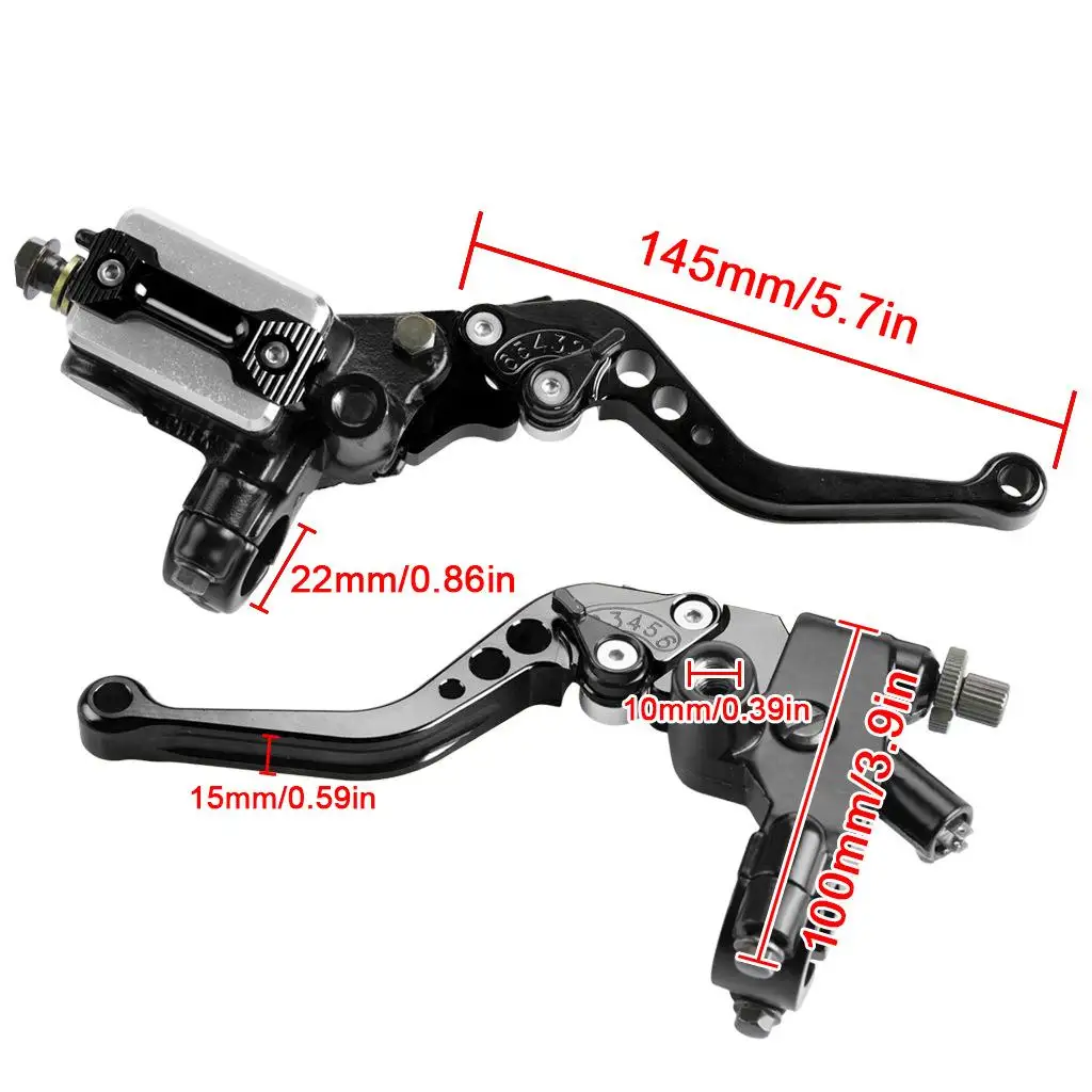 

1 Pair 7/8'' Motorcycle Hydraulic Brake Clutch Master Cylinder Reservoir Lever