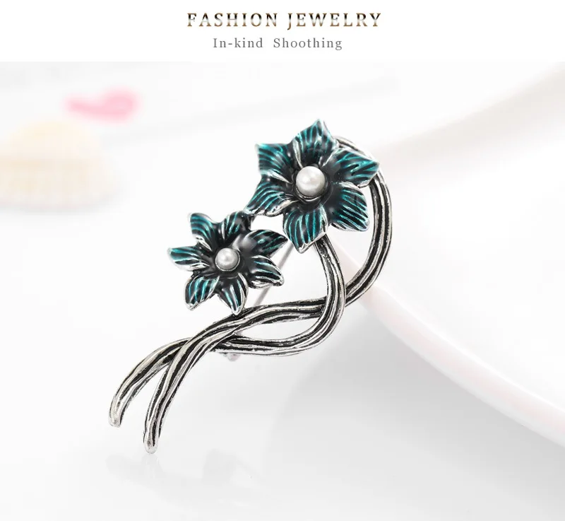 Ювелирные изделия 3D Винтажная брошь горный хрусталь 2019 Броши синий цветок для
