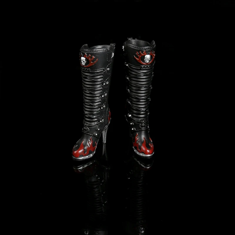 Масштаб 1/6 AS057 высокий каблук длинные модные ботинки модели с головой черепа для 12