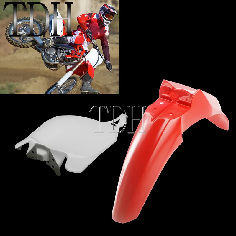 Переднее крыло для мотокросса DirtBike грязезащитная + передняя номерная пластина