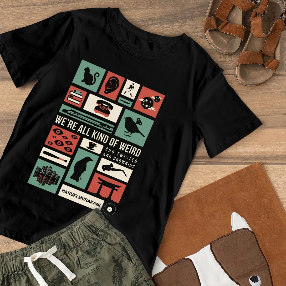 Футболка с японским котом футболка харуки Мураками белая женская из 100 хлопка