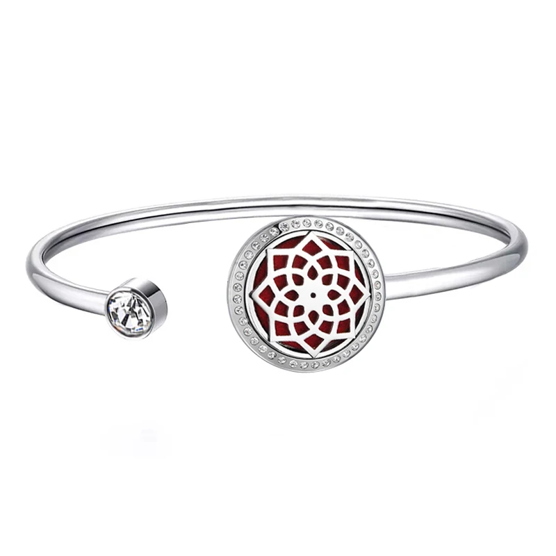 20mm with crystals 20 мм магнит лотоса может вихнуть вверх и вниз аромат медальон из нержавеющей стали браслет распылитель эфирных масел браслет с Медальоном(Прямая поставка - Окраска металла: 20mm with crystals