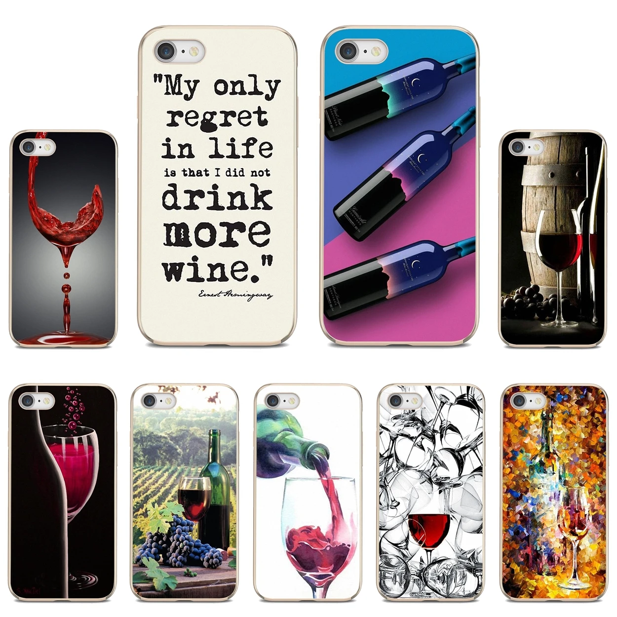 

Silicone Skin Cover For Apple iPhone 10 11 12 Pro Mini 4S 5S SE 5C 6 6S 7 8 X XR XS Plus Max 2020 Love-Drinking-Red-Wine-Glass