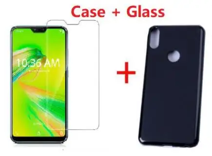 Для LG Q9 и LG G7 Fit чехол+ прозрачное закалённое стекло Мягкие TPU Тонкий геля защиты кожи кремния крышка телефона - Цвет: Case and Glass