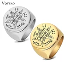 Модное мужское кольцо Tetragrammaton кольца викингов для мужчин Wahyeh Волшебная счастливая пентаграмма Соломона Амулет из нержавеющей стали Панк мужское кольцо