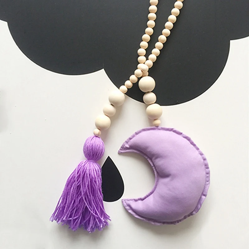 Деревянные бусины в форме Луны декор для детской комнаты настенные украшения