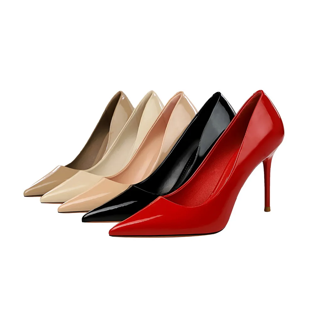 

2021 New Spring Women Pumps 9.5cm High Thin Heel Pointed Toe Shallow Sexy Office Ladies Women Shoes Red Female High Heels Pumps