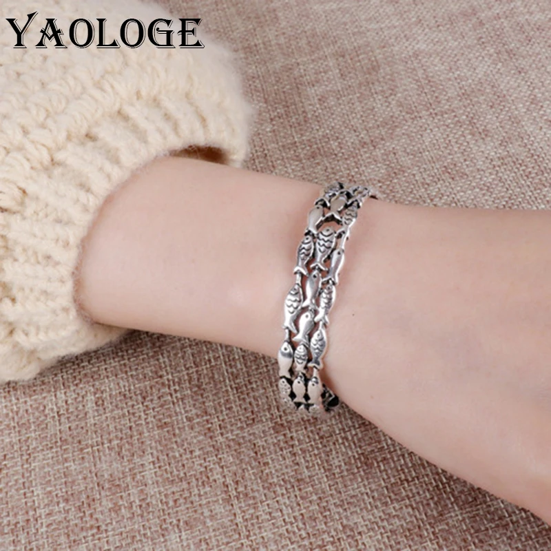 

YAOLOGE Vintage Small Fish Bracelet Creative School of Fish Boho Style Bracelet Couple Lady Birthday Party Best Gift Jewelry